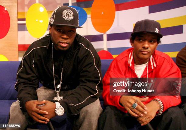Cent and Prodigy during 50 Cent Visits BET's "106 & Park" - September 28, 2006 at BET Studios in New York City, New York, United States.