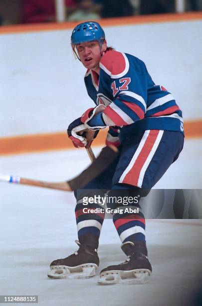 Jari Kurri of the Edmonton Oilers skates against the Toronto Maple Leafs during NHL preseason game action on September 23, 1987 at Maple Leaf Gardens...