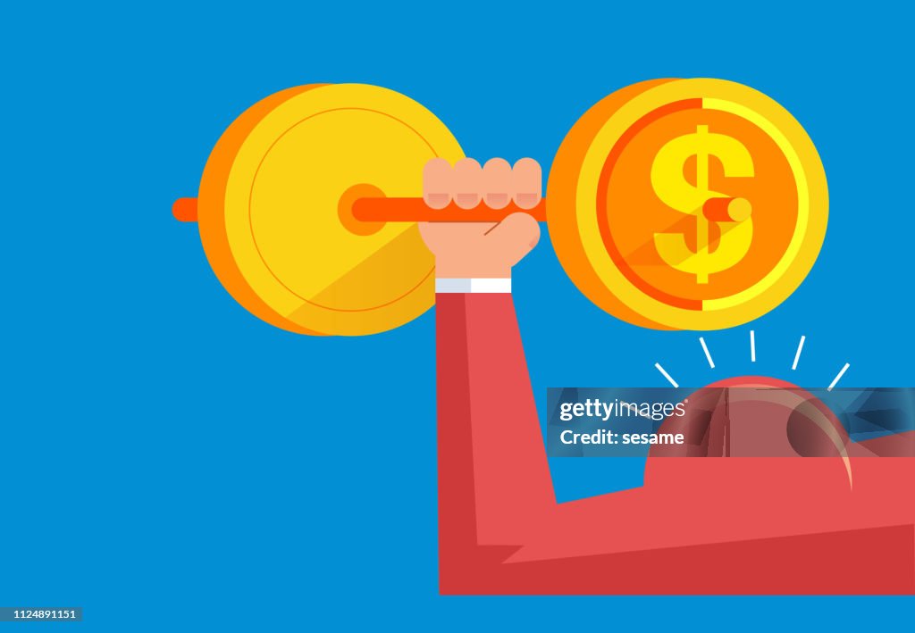 Strong arms lift huge gold coins