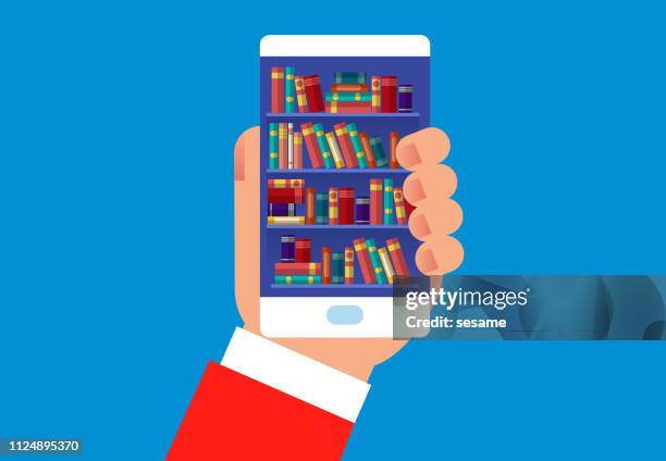 network electronic bookshelf - asian thinking stock illustrations