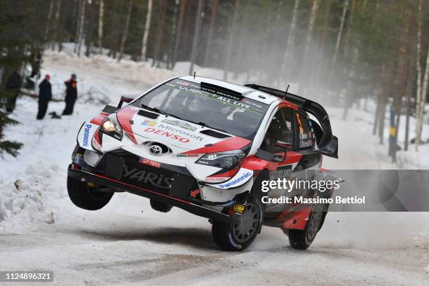 Kris Meeke of Great Britain and Sebastien Marshall of Great Britain compete in their Toyota Gazoo WRT Toyota Yaris WRC during the Shakedown of the...