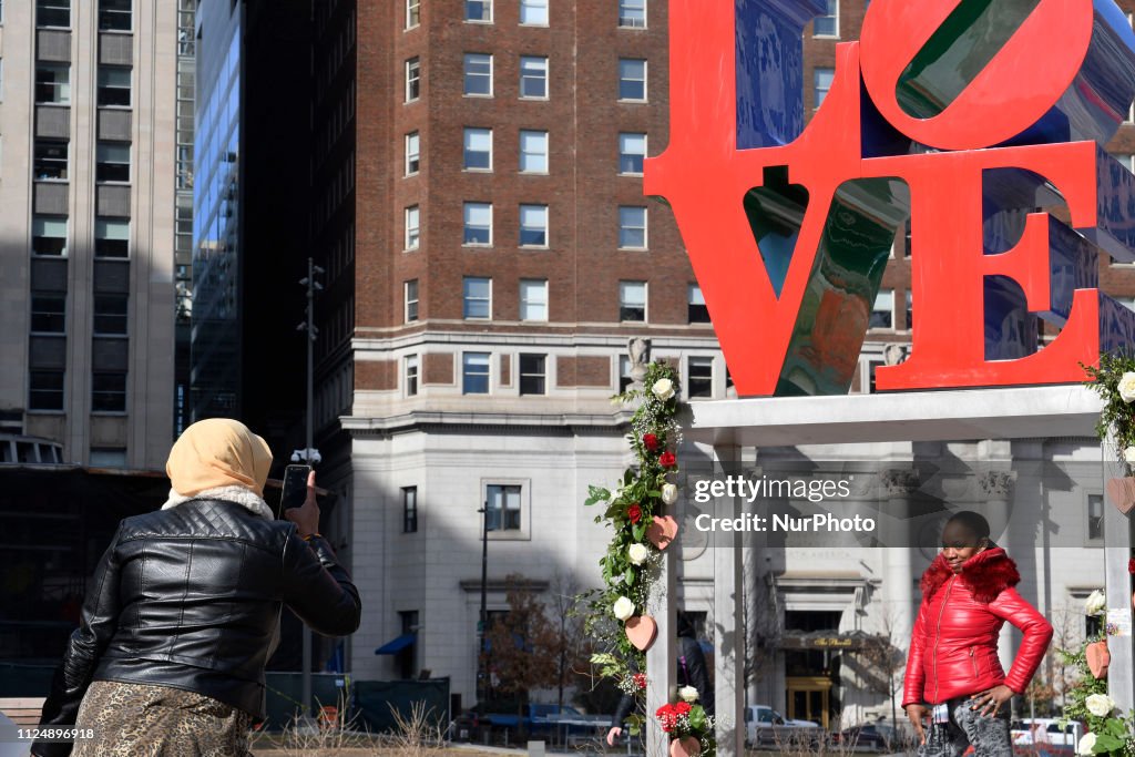 Valentines Day At Love Park, Philadelphia