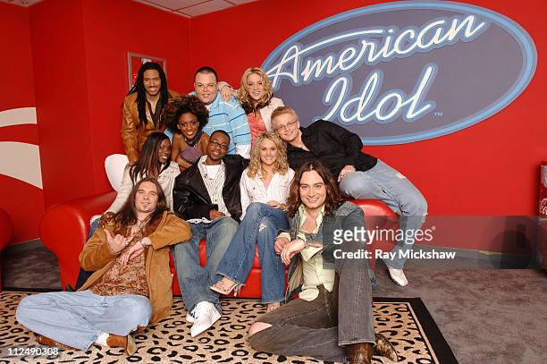 "American Idol" Season 4 - Top 10 Finalists, Front Row: Bo Bice from Helena, Alabama, Constantine Maroulis from New York City, New York; Center:...