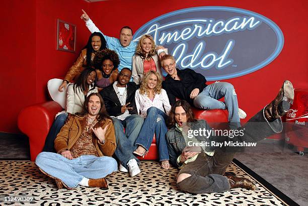 "American Idol" Season 4 - Top 10 Finalists, Front Row: Bo Bice from Helena, Alabama, Constantine Maroulis from New York City, New York; Center:...