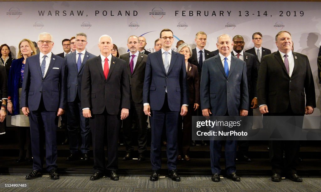 Family Photo At Peace And Security In The Middle East Summit In Warsaw