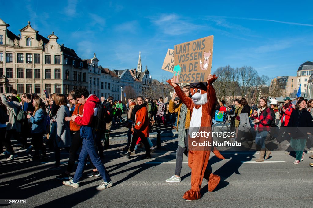 Students And Teachers Demo For Better Climate Policy In Brussels