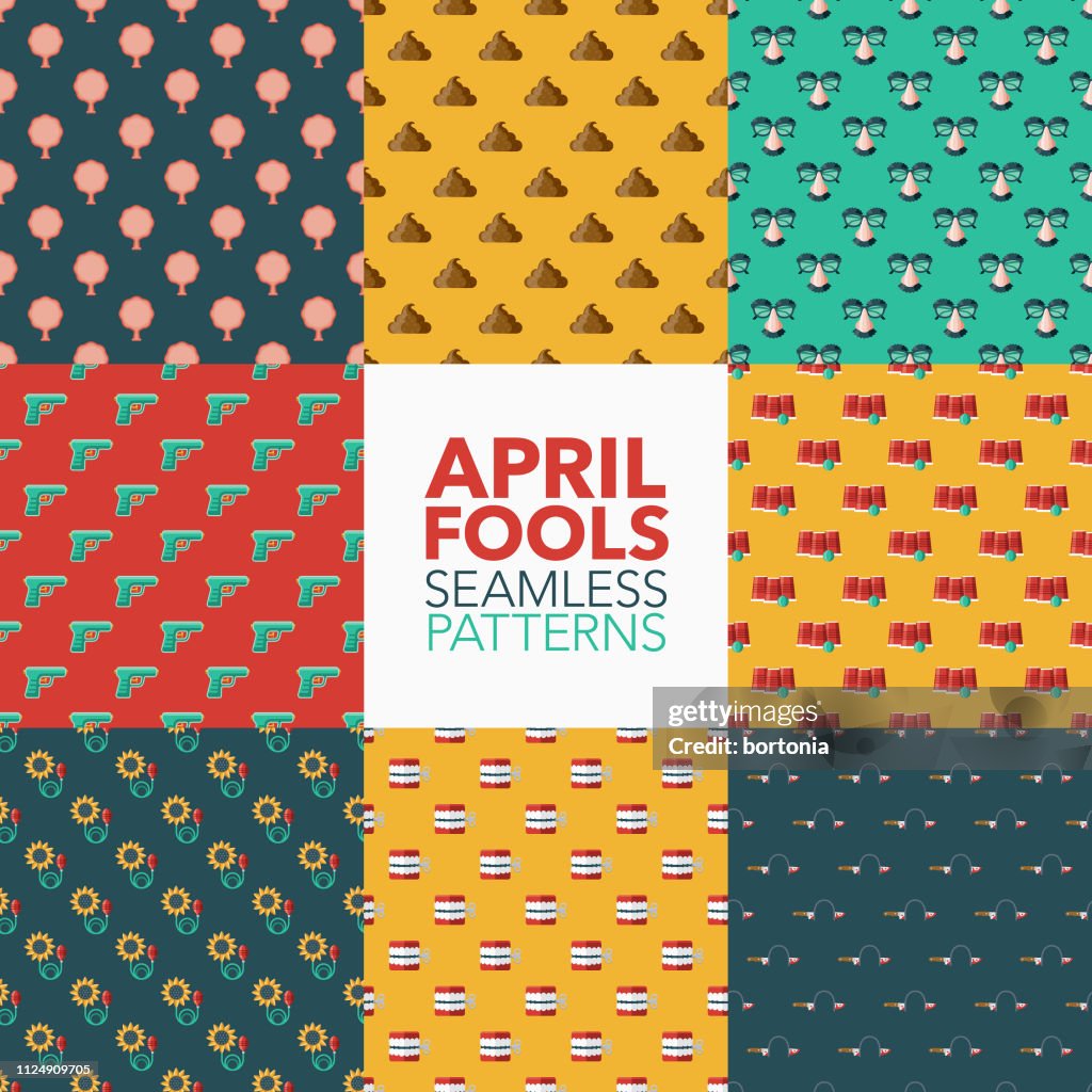April Fools' Day Seamless Patterns