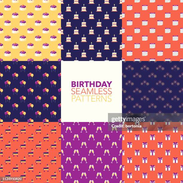 birthday seamless patterns - papier stock illustrations