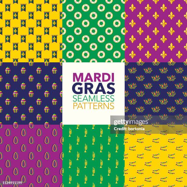 bildbanksillustrationer, clip art samt tecknat material och ikoner med mardi gras mönster - new orleans