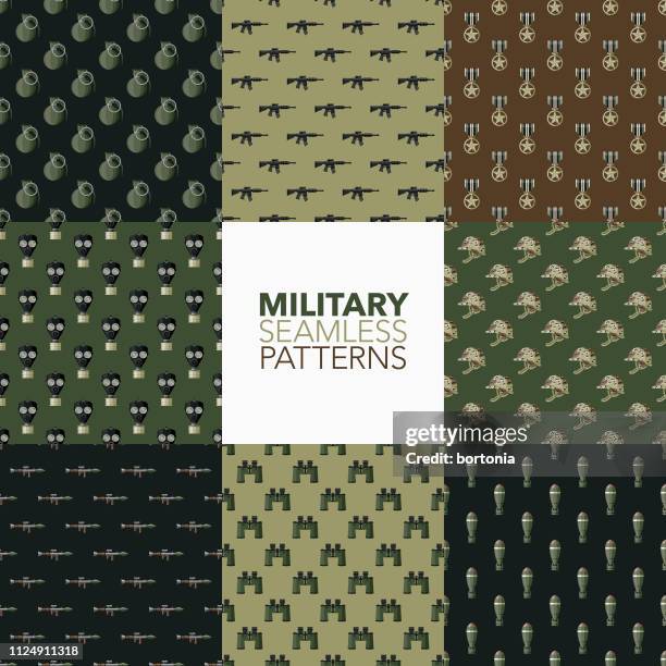 ilustrações de stock, clip art, desenhos animados e ícones de military seamless patterns - marine icon