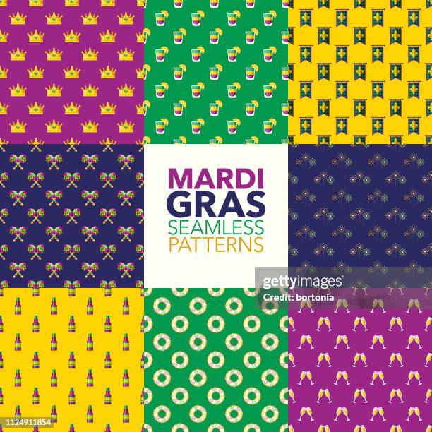 mardi gras patterns - new orleans music stock illustrations