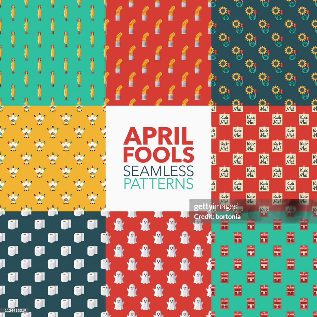 April Fools' Day Seamless Patterns