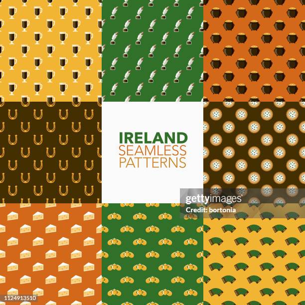 ireland seamless patterns - potato pancake stock illustrations