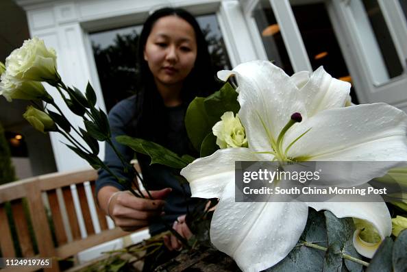 Flower arranging at Agnes B Flower Shop, Causeway Bay. Pictured is ...