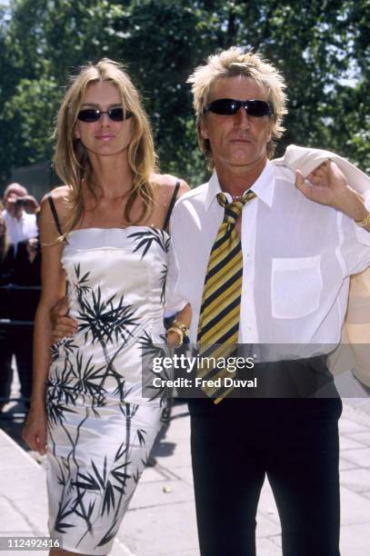 Kimberly Conrad and Rod Stewart during Ivor Novello Awards at Grosvenor House Hotel in London, Great Britain.