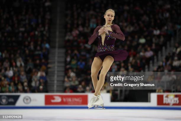 Bradie Tennell competes in the Championship Ladies Free Skate during the 2019 U.S. Figure Skating Championships at Little Caesars Arena on January...