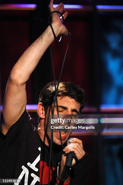 Jonah Matranga of Gratitude during Keshia Knight Pulliam, Yvonne Jung and Gratitude Visit Fuse's "Daily Download" - April 4, 2005 at Fuse Studios in...