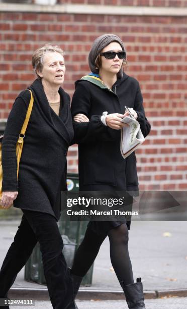 Naomi Foner and Maggie Gyllenhaal during Maggie Gyllenhaal and Jake Gyllenhaal, Mother Naomi Foner and Peter Sarsgaard Sighting with Baby Daughter...