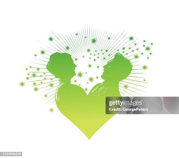 illustrations, cliparts, dessins animés et icônes de mariée et le marié avec étoiles et coeur - wedding reception bride and groom