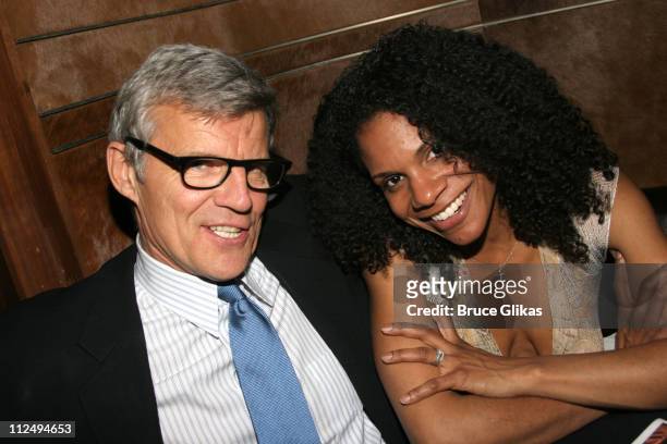 Ernest Thompson, playwright, and Audra McDonald during "On Golden Pond" Opening Night on Broadway - Curtain Call and After Party at The Cort Theater...