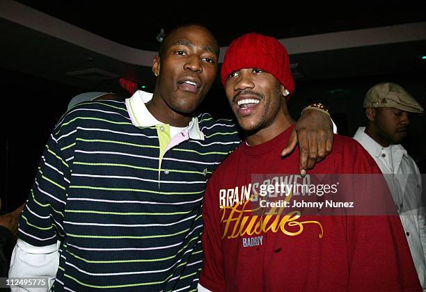 Jamal Crawford and Stephon Marbury during Baby Celebrates the Launch of His New Lugz Shoe Line "Rock Star" at Bed in New York City, New York, United...