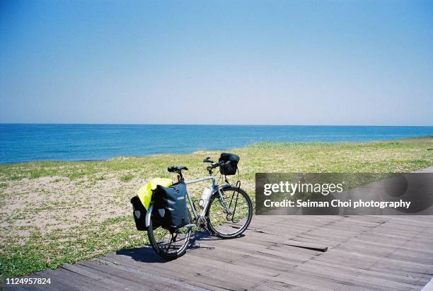 east coast bicycle path in gangwon-do, korea - gangneung beach stock pictures, royalty-free photos & images
