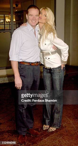 James Hewitt and Victoria Silvstedt during ITV1's Celebrity Wrestling - Press Launch at Soho Hotel in London, Great Britain.