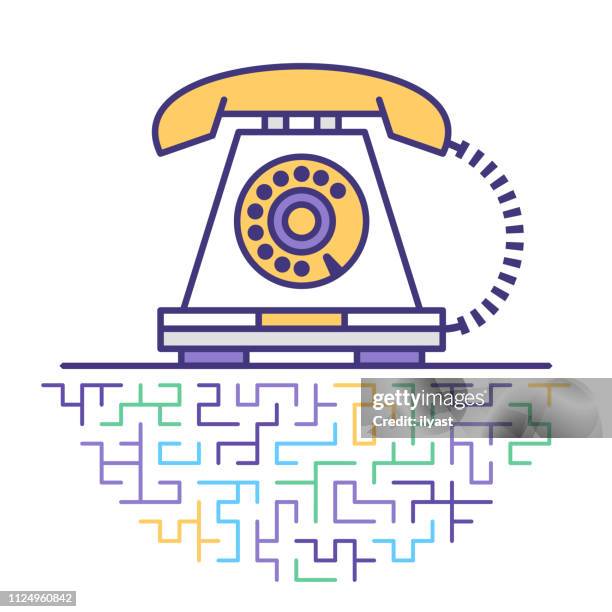 antique & vintage telephone flat line icon illustration - dial stock illustrations