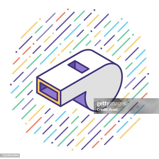 match referee flat line icon illustration - whistle stock illustrations