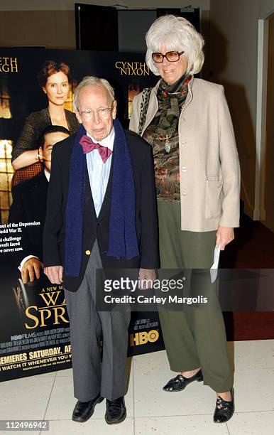 Arthur M. Schlesinger Jr. And wife Alexandra during "Warm Springs" New York Premiere at Time Warner Theater in New York City, New York, United States.