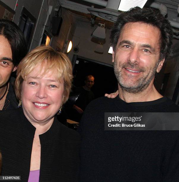 Kathy Bates and Robin Thomas during Kathy Bates and Jai Rodriguez Visit "Altar Boyz" Backstage at Dodger Stages in New York City, New York, United...