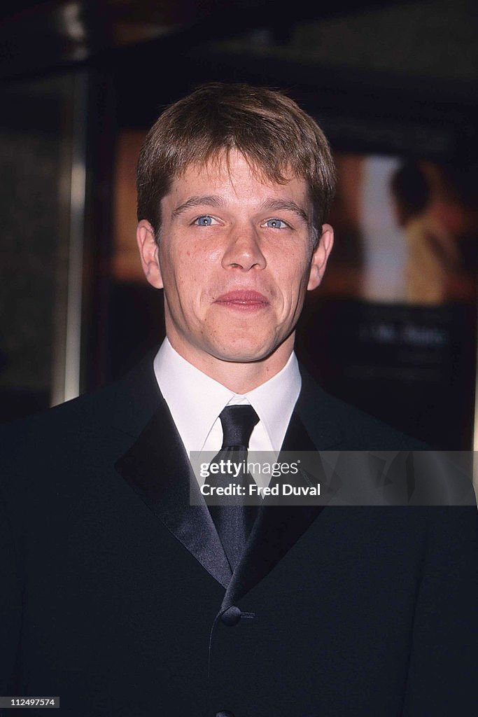 Matt Ripley Actor Matt Damon during The Talented Mr Ripley London Premiere at Leicester ...