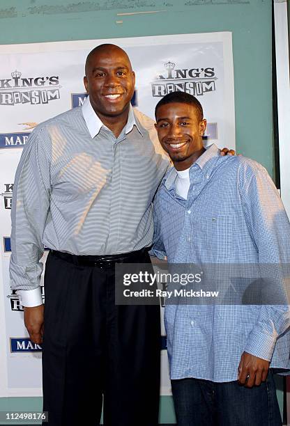 Earvin "Magic" Johnson and son Andre Johnson during "King's Ransom" Los Angeles Premiere - Red Carpet at ArcLight Cinerama Dome in Los Angeles,...