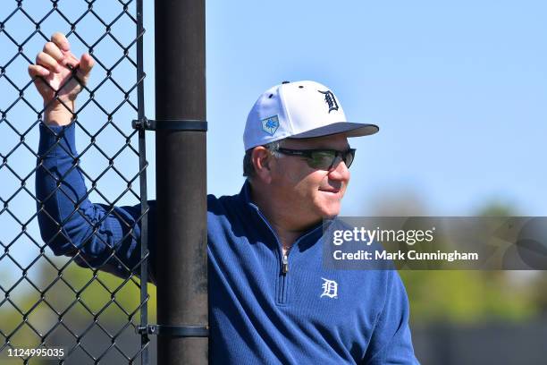 Detroit Tigers Executive Vice President of Baseball Operations and General Manager Al Avila looks on during Spring Training workouts at the TigerTown...