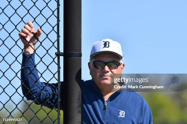 Detroit Tigers Executive Vice President of Baseball Operations and General Manager Al Avila looks on during Spring Training workouts at the TigerTown...