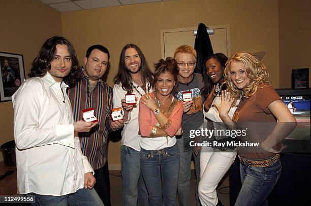 Constantine Maroulis, Scott Savol, Bo Bice, Paula Abdul, Anthony Fedorov, Vonzell Solomon and Carrie Underwood