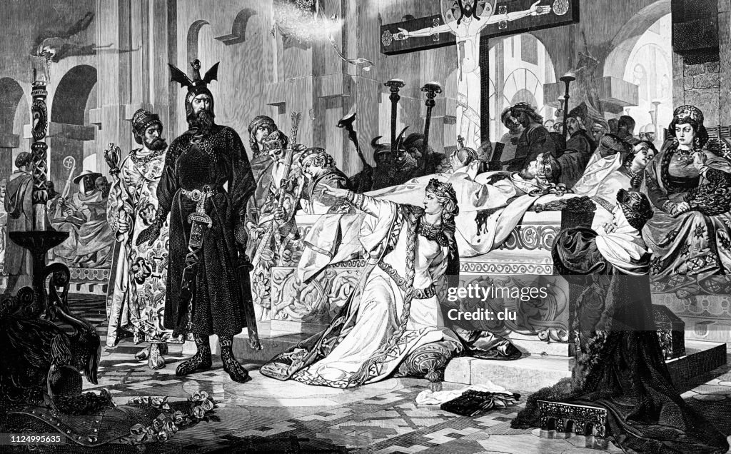 Kriemhild at the deathbed of Siegfried