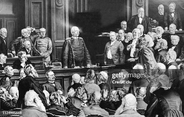 sitzung des deutschen reichstages am 6. februar 1882 - otto von bismarck stock-grafiken, -clipart, -cartoons und -symbole