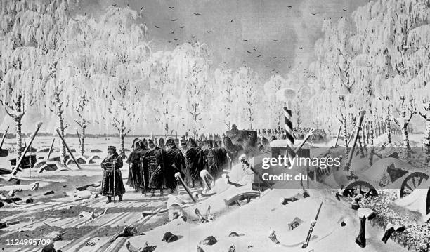 napoleon's withdrawal from russia - napoleon i stock illustrations