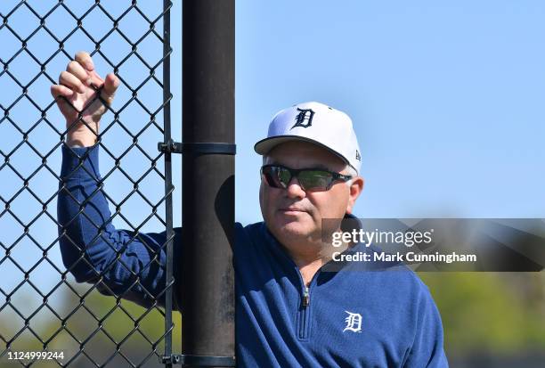 Detroit Tigers Executive Vice President of Baseball Operations and General Manager Al Avila looks on during Spring Training workouts at the TigerTown...