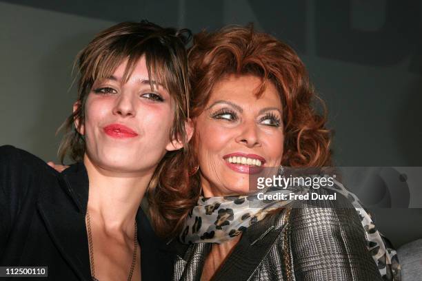 Lou Doillon and Sophia Loren during Pirelli 2007 Calender - News Conference at Hilton Park Lane in London, Great Britain.