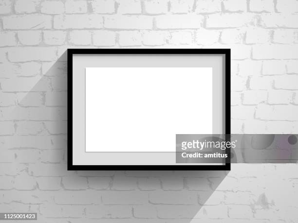 horizontal frame on brick wall - horizontal stock illustrations