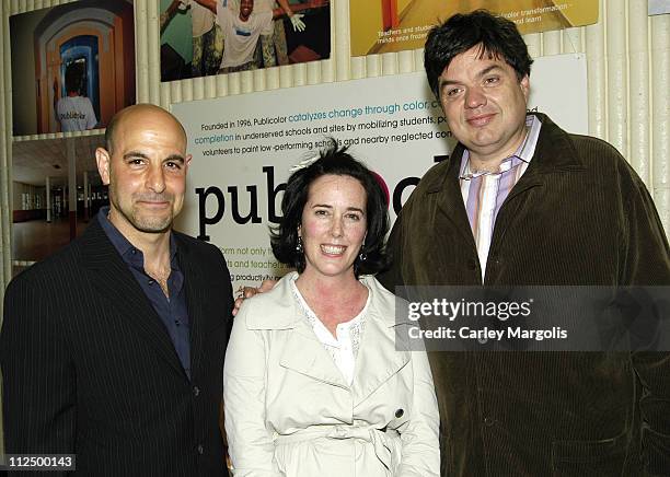 Stanley Tucci, Kate Spade and Oliver Platt during 5th Annual Stir, Splatter and Roll to Benefit Publicolor at Martin Luther King Jr. High School in...