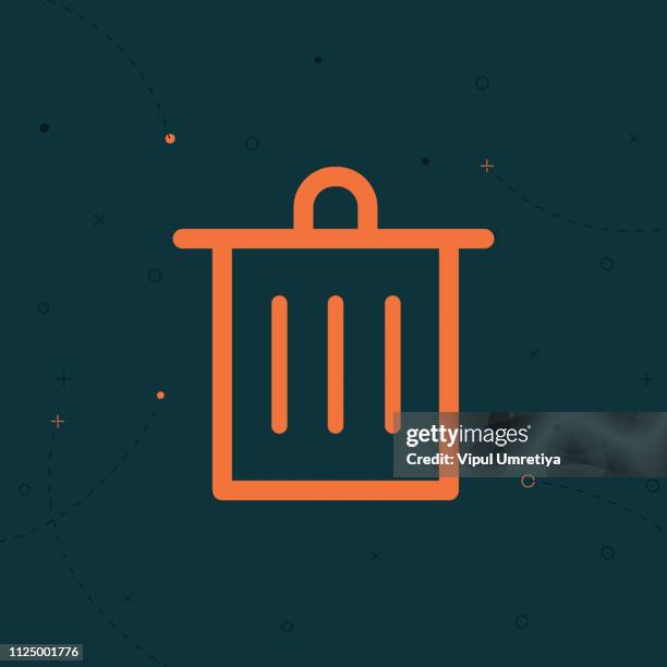 trash bin line icon - pixel perfect stock illustrations