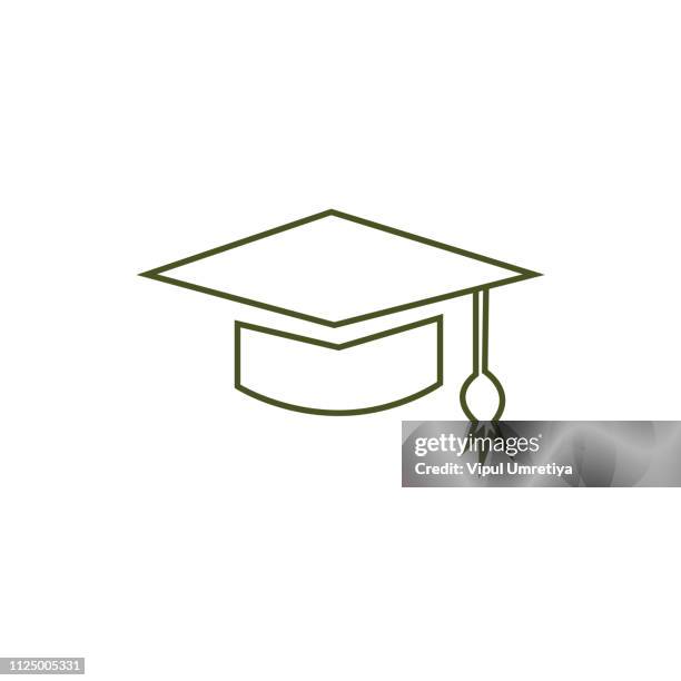graduation hat and diploma outline icon - alumni stock illustrations