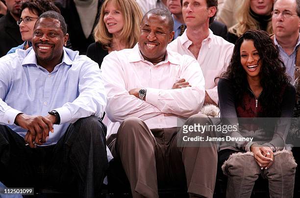 Patrick Ewing with guest and Ciara during Celebrity Sighting at Houston Rockets vs. New York Knicks Game - November 20, 2006 at Madison Square Garden...