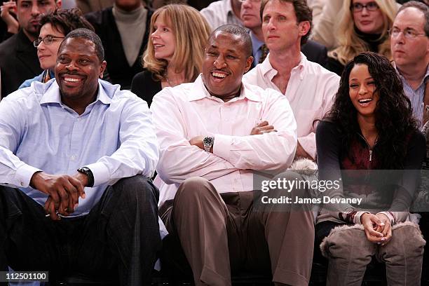Patrick Ewing with guest and Ciara during Celebrity Sighting at Houston Rockets vs. New York Knicks Game - November 20, 2006 at Madison Square Garden...