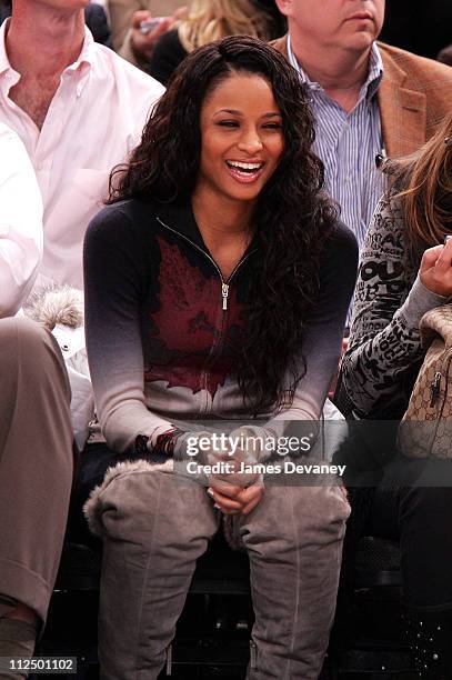 Ciara with guest and B.D. Wong during Celebrity Sighting at Houston Rockets vs. New York Knicks Game - November 20, 2006 at Madison Square Garden in...