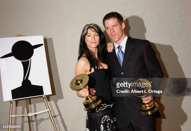 Claudia Black and Ben Browder, winners Best Actor and Actress on Television for "Farscape: Peacekeeper Wars"