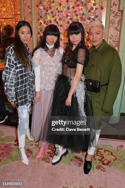 Jamie QQ Wu, Susanna Lau aka Susie Bubble, Leaf Greener and Bryanboy attend the Kurt Geiger and Susie Bubble celebration for the new 'Characterful...